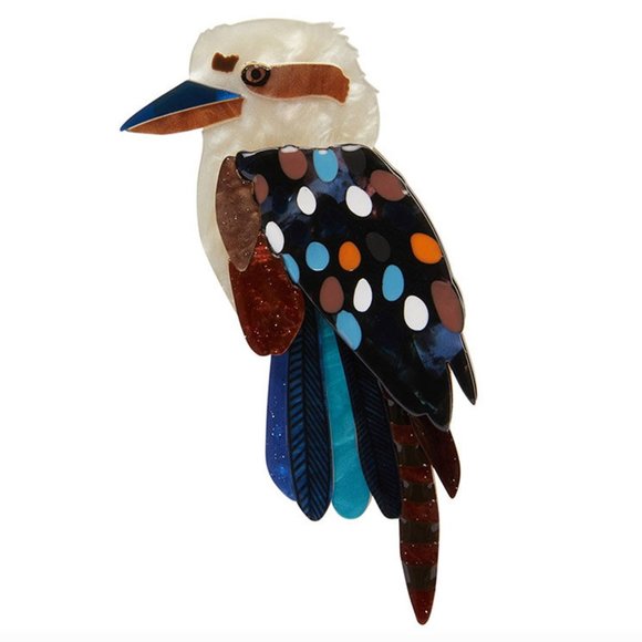 Erstwilder x Jocelyn Proust Designs GUMTREE ROYALTY Kookaburra Bird Brooch NIB - Picture 2 of 11